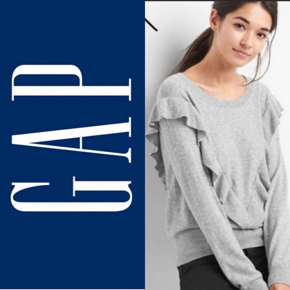 GAP Sweaters - GAP Ruffle Merino Wool blend sweater size Small